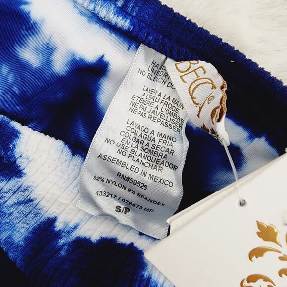 NEW Becca Asymmetric Blue Tie Dye One Shoulder Bikini Top Size Small - Picture 7 of 8